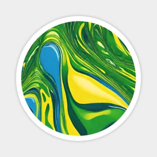 Green - Blue - Yellow Colorful Asymmetrical Pattern. Magnet